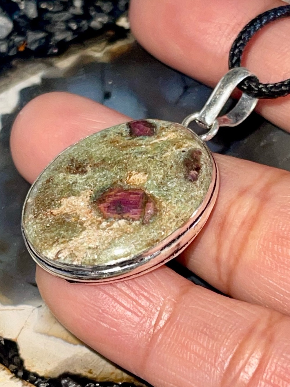 Small Green Ruby Fuchsite Pendant 1 1/2”